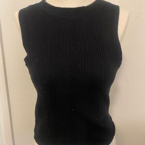 Zara Black Ribbed Fitted Tank Top